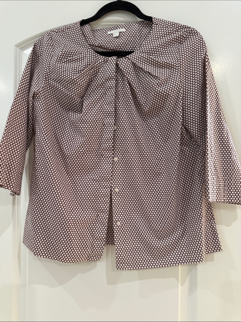 COS Blouse Maroon with small white polkadot